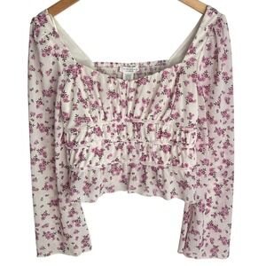 Kirious Los Floral Top Cropped Coquette Fairy Romance Cottage Boho Large‎